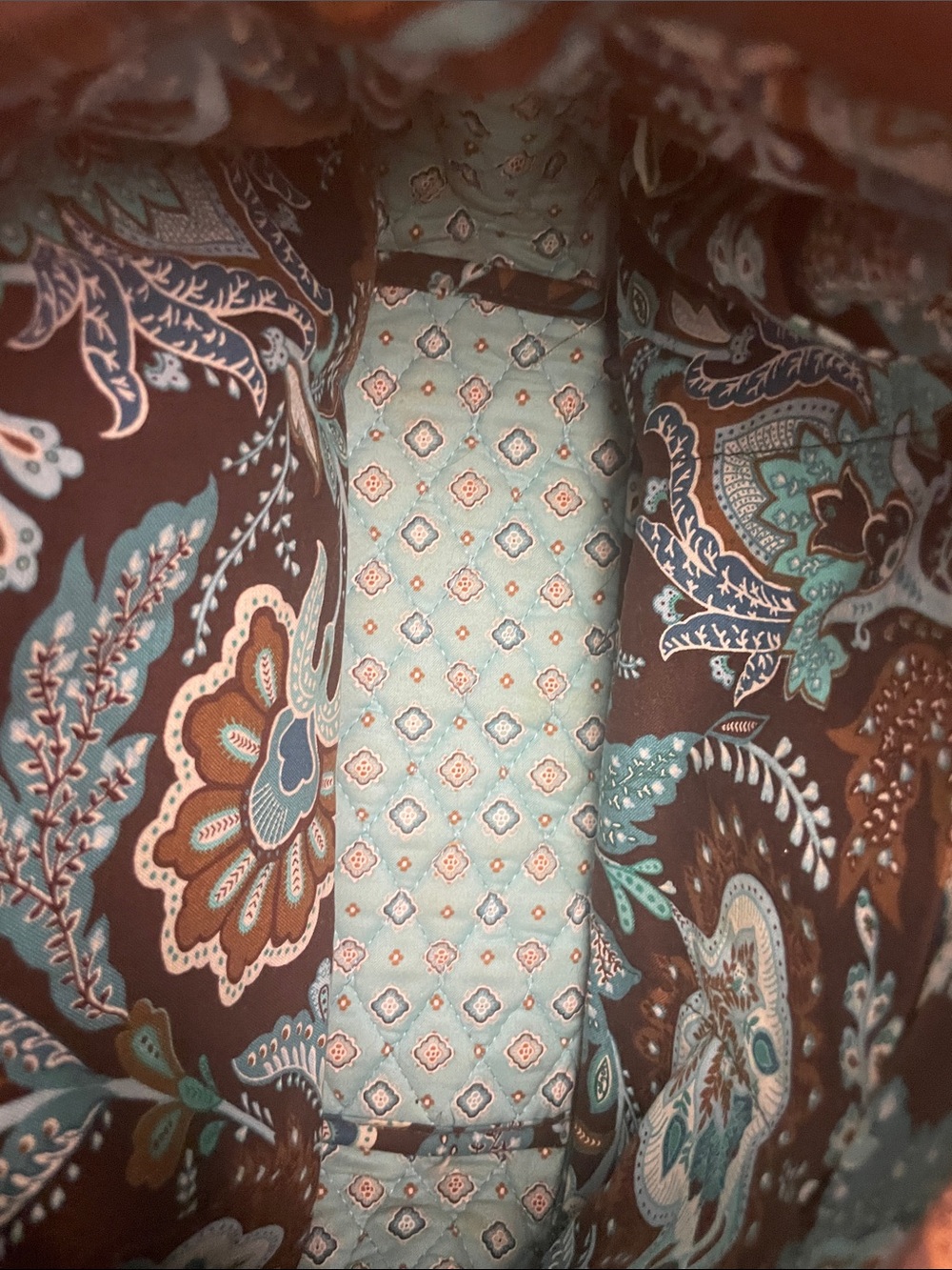 Vera Bradley Quilted Floral Shoulder Bag in Brown and Teal - Picture 4 of 8